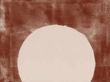 Terra en crème. Minimalistische abstracte kunst. De zon. van Dina Dankers