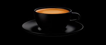 Zwart kopje met gestoomde koffie - Minimalist van Poster Art Shop