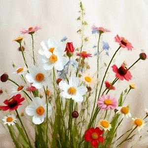Ein Strauß voller Frühlingsfeldblumen .