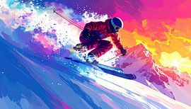 Skisprung Grafik Wallpaper oder Banner.