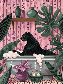 Black panther in the bathtub by haroulita