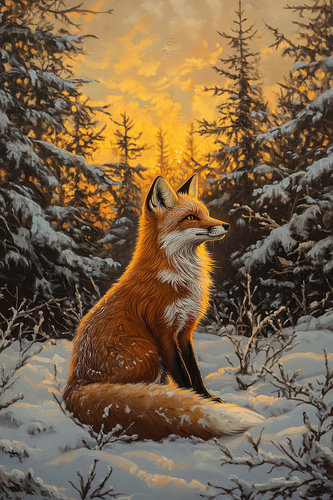 Fuchs im goldenen Winterlicht