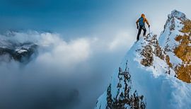 Mountaineer on a mountain panorama
