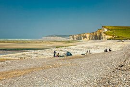 Evening walk on the beach in beautiful Normandy near Saint-Aubin-Sur-Mer - France