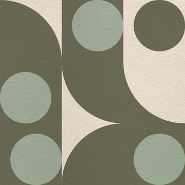 Moderne abstracte minimalistische kunst met geometrische vormen in groen, mint, wit van Dina Dankers
