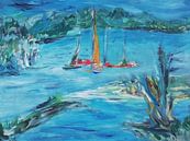 Sailboats off the Coast by Gerda Ursula Roos thumbnail