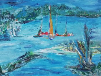 Segelboote vor der Küste