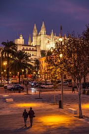 La Seu Cathedral in Palma de Mallorca at night, Mallorca by Christian Müringer
