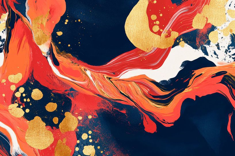 Kunstvolle Aquarellverläufe in Rot von Poster Art Shop