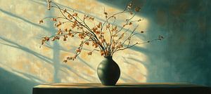 Blumenvase | Ruhige Vase und gelbe Blüten