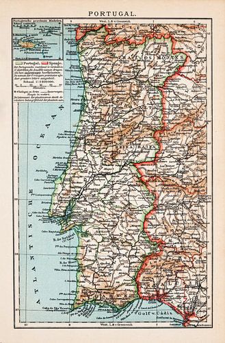 Vintage kaart Portugal