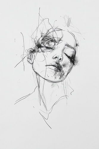 Vrouwelijk geizcht in zwarte lijnen