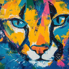 Big Cat | Ausdrucksstarke Tiermalerei mit Farbe von ARTEO Gemälde