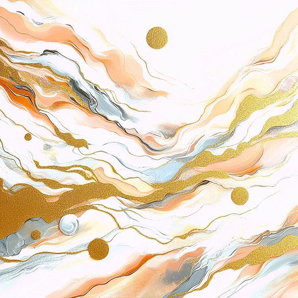 Abstract desert in peach colour and gold.  ( 6 ) by Ineke de Rijk