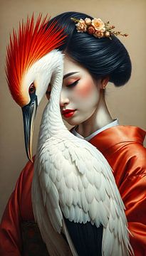 Geisha and crane