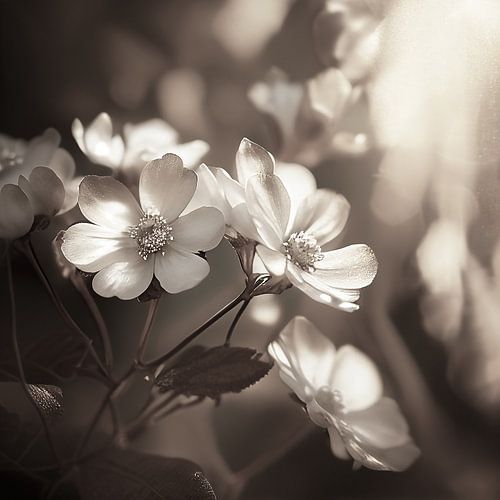 Minuscules fleurs blanches noir & blanc