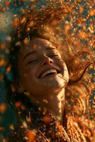 Portrait of a happy woman with flowers
