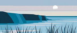 Paysage côtier d'un bleu doux sur Poster Art Shop