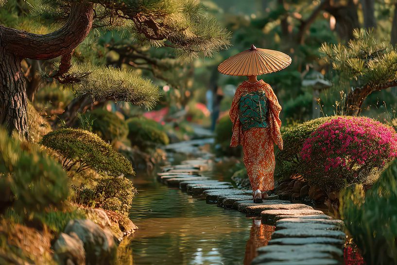 Picturesque Japanese art with Geisha by Egon Zitter