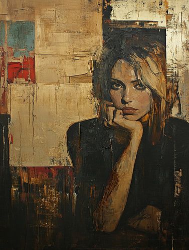 Reflective Woman | Contemplative Lady Abstract by ARTEO Paintings