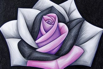Abstracte roos met contrasterende kleuren van Art & Soul Creations