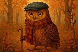 Autumn night with checked scarf by Imperial Art House