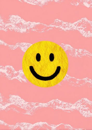 Yellow smiley with waves illustration