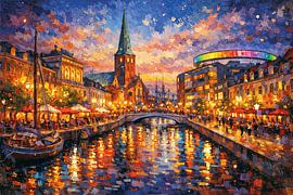 Aarhus in Dänemark, ein impressionistisches Gemälde. von Galerie Hoppenbrouwers