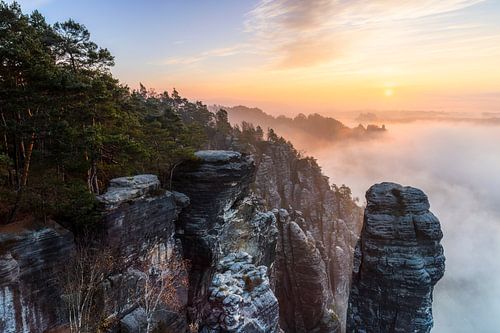 Sunrise in Saxon Switzerland by Daniela Beyer