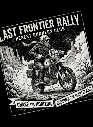 Last Frontier Rally – Poster zum Motorrad-Abenteuer in der Wüste