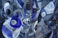 Abstract expressionisme met een samenspel van lijnen en vormen.