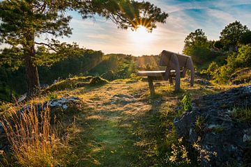 Bench on the rocky slope of Franconian Switzerland by Raphotography