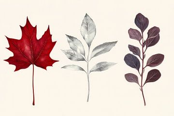 Autumnal leaf diversity in watercolour art by Poster Art Shop