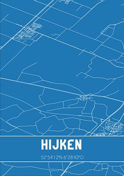 Blauwdruk | Landkaart | Hijken (Drenthe) van Rezona