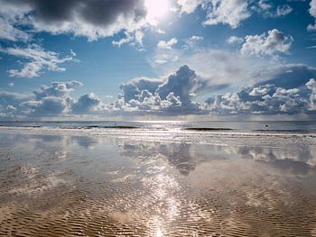 Water reflection in the Wadden Sea at the North Sea
