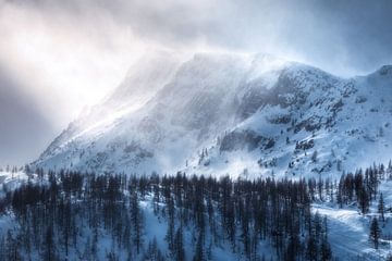 Une tempête de neige dans les Alpes