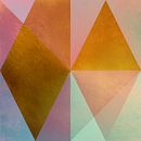 Abstracte geometrische kunst in pastel roze, goud, groen, blauw en paars. van Dina Dankers thumbnail