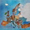 Kaart Europa hout van Rene Ladenius Digital Art