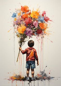 Banksy Poster Print Boeket bloemen van Niklas Maximilian