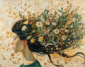 Woman Flowers by Blikvanger Schilderijen