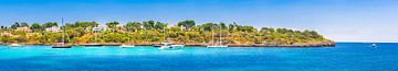 Boats at seaside of Majorca island, Spain Mediterranean Sea, panoramic view by Alex Winter