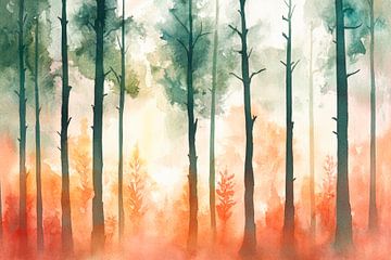 Herfstbos in zachte kleuren van Poster Art Shop