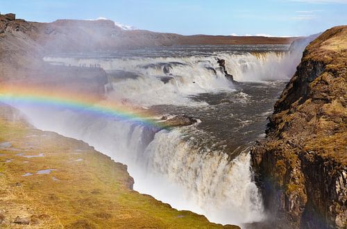 Gullfoss mit Regenbogen