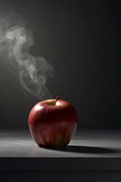 Pomme et fumée - Nature morte minimaliste sur De Muurdecoratie