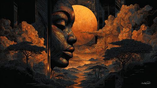 afrikanisch-schwarz-gold-orange