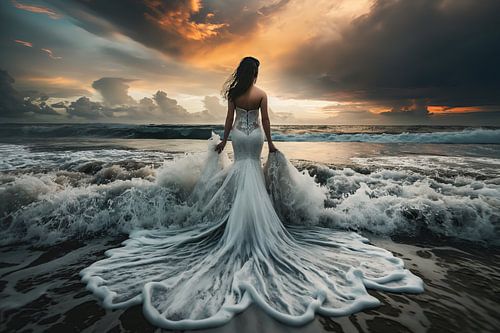 bruid in de branding