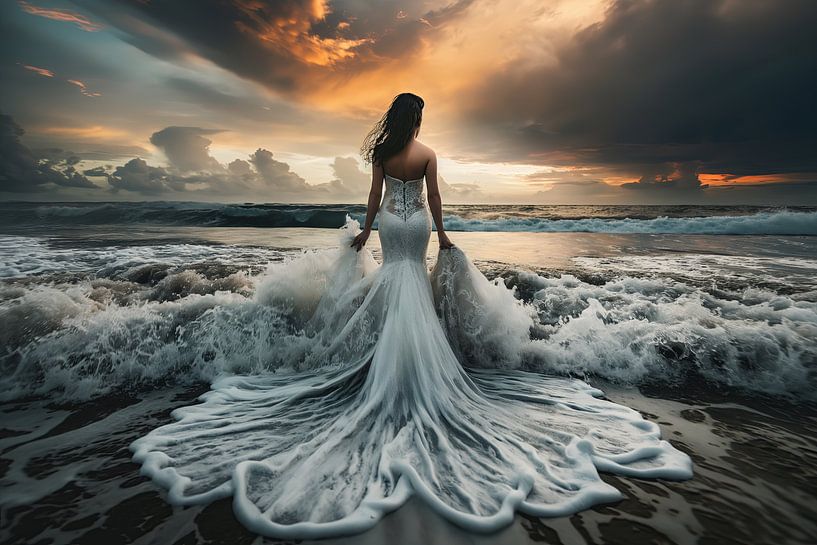 bride in the surf by Egon Zitter