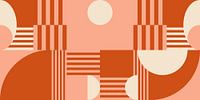 Géométrie rétro avec des cercles et des rayures dans le style Bauhaus, en rose pêche et orange terra