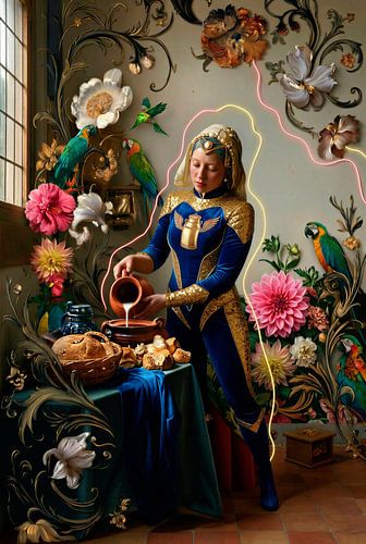 The Golden Milkmaid in Neon Baroque by She Creates Comics