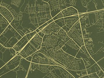 Carte de Zwolle en or vert sur Map Art Studio